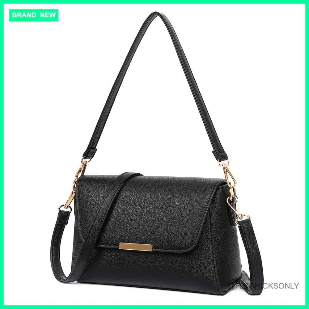 Pu Leather Crossbody Bag With Adjustable Strap, Multiple Compartments